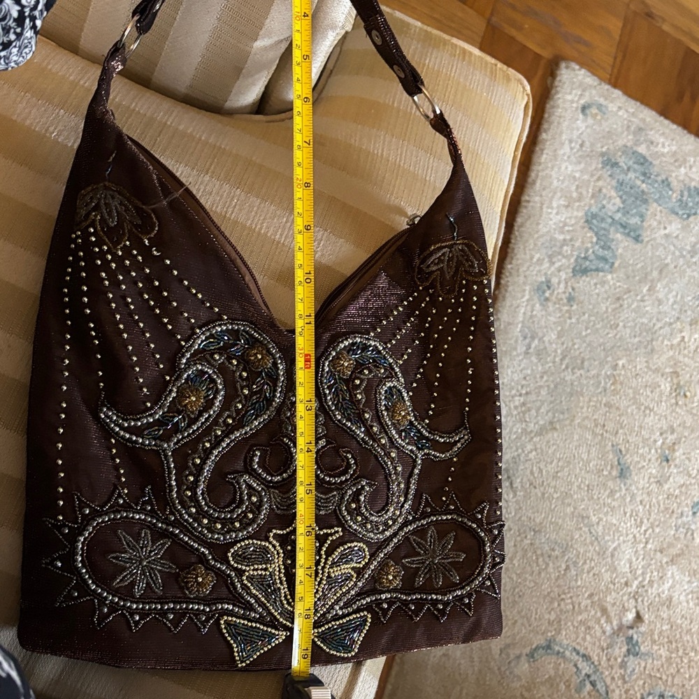 Aldo Beautiful Brown Beaded Hobo Bag - Picture 7 of 12